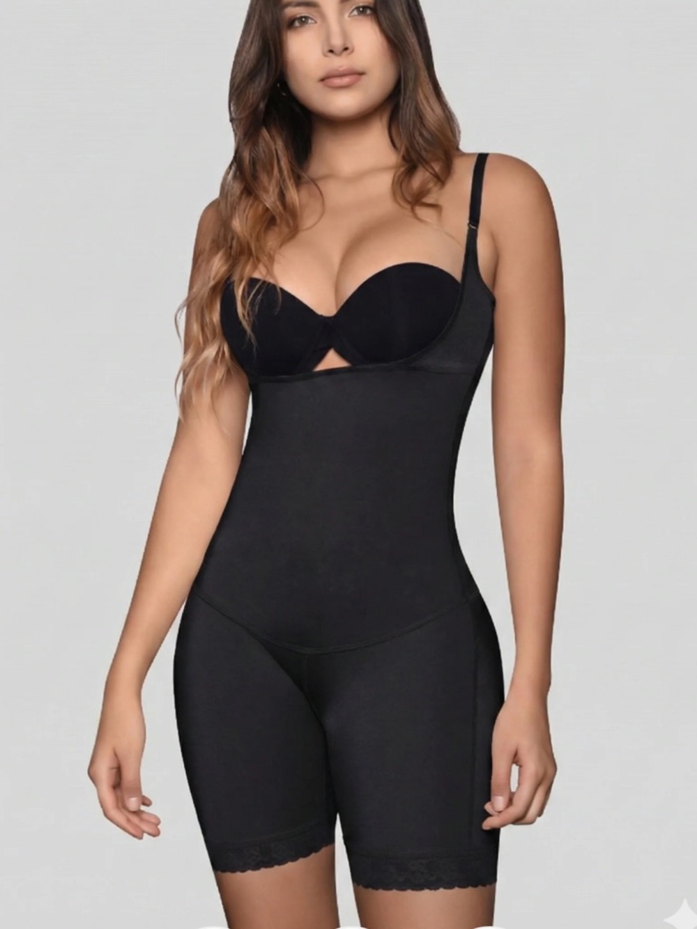 New Vedette Shapewear Open Bottom Midthigh Shaper in  Black Size XL (40)
